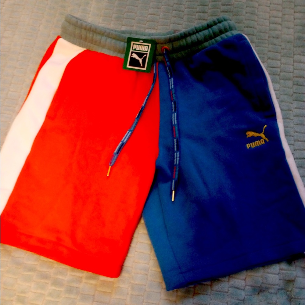 Blue & Orange Puma Men Athletic Shorts Size New